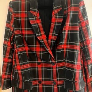 Express Red and Black Plaid Women's Blazer